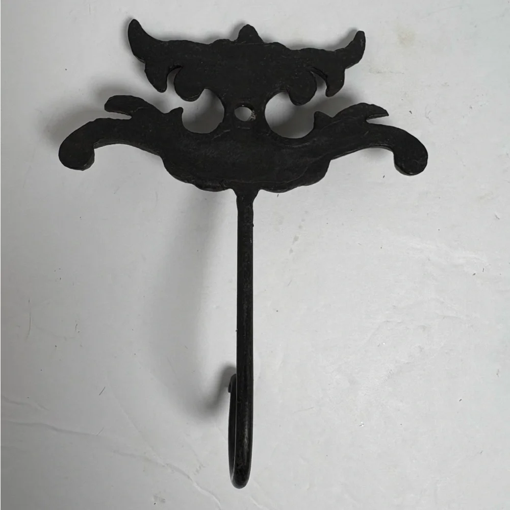 Vintage Victorian Style Cast Iron  Black Wall Hook